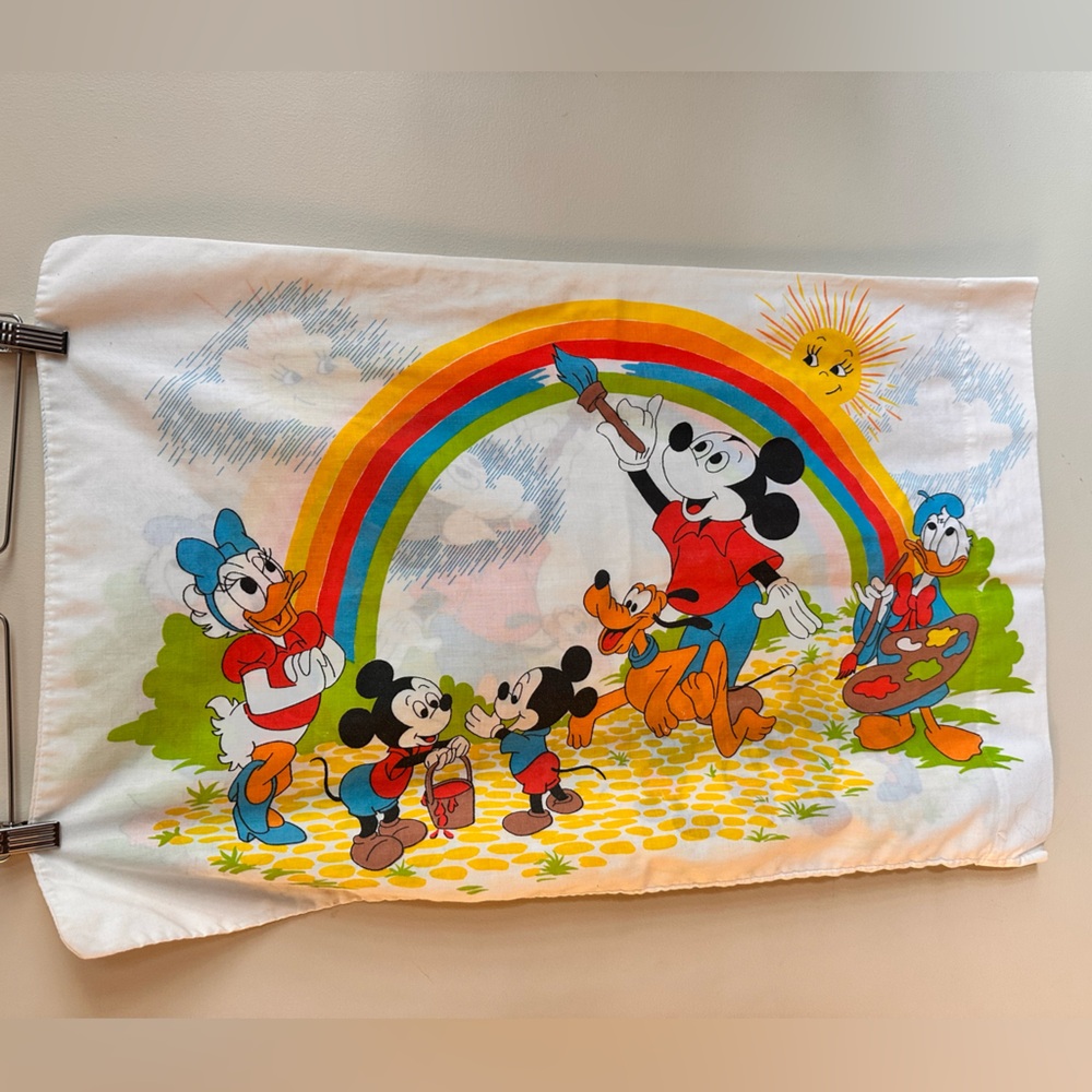 Vintage Disney Pillow Sham – Mickey, Donald, & Friends Rainbow Design